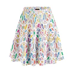 Flowery Floral Abstract Decorative Ornamental High Waist Skirt