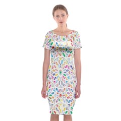 Flowery Floral Abstract Decorative Ornamental Classic Short Sleeve Midi Dress by artworkshop