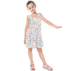 Flowery Floral Abstract Decorative Ornamental Kids  Sleeveless Dress by artworkshop