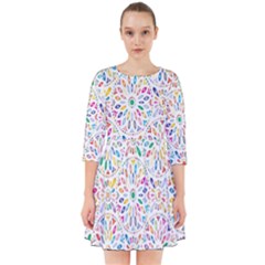 Flowery Floral Abstract Decorative Ornamental Smock Dress