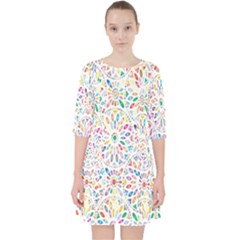 Flowery Floral Abstract Decorative Ornamental Quarter Sleeve Pocket Dress by artworkshop