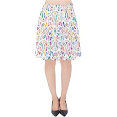 Flowery Floral Abstract Decorative Ornamental Velvet High Waist Skirt