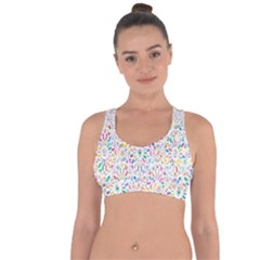 Flowery Floral Abstract Decorative Ornamental Cross String Back Sports Bra