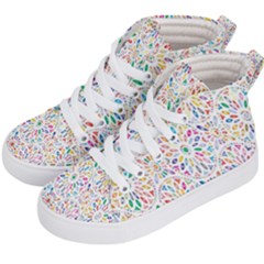 Flowery Floral Abstract Decorative Ornamental Kids  Hi-top Skate Sneakers by artworkshop