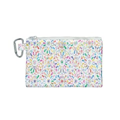 Flowery Floral Abstract Decorative Ornamental Canvas Cosmetic Bag (small) by artworkshop