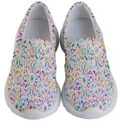 Flowery Floral Abstract Decorative Ornamental Kids Lightweight Slip Ons