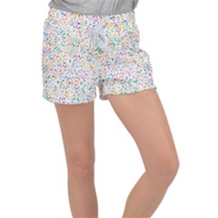 Flowery Floral Abstract Decorative Ornamental Velour Lounge Shorts