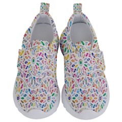 Flowery Floral Abstract Decorative Ornamental Kids  Velcro No Lace Shoes