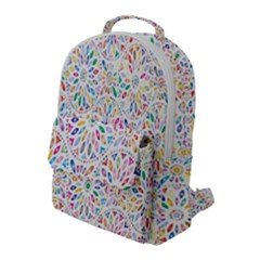 Flowery Floral Abstract Decorative Ornamental Flap Pocket Backpack (Large)