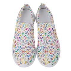 Flowery Floral Abstract Decorative Ornamental Women s Slip On Sneakers