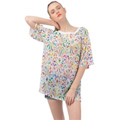 Flowery Floral Abstract Decorative Ornamental Oversized Chiffon Top