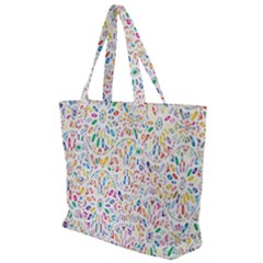 Flowery Floral Abstract Decorative Ornamental Zip Up Canvas Bag