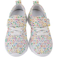 Flowery Floral Abstract Decorative Ornamental Kids  Velcro Strap Shoes