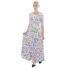 Flowery Floral Abstract Decorative Ornamental Half Sleeves Maxi Dress by artworkshop