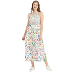 Flowery Floral Abstract Decorative Ornamental Boho Sleeveless Summer Dress