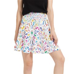 Flowery Floral Abstract Decorative Ornamental Waistband Skirt