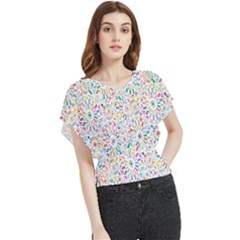 Flowery Floral Abstract Decorative Ornamental Butterfly Chiffon Blouse