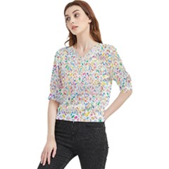 Flowery Floral Abstract Decorative Ornamental Quarter Sleeve Blouse