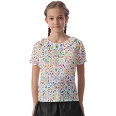 Flowery Floral Abstract Decorative Ornamental Kids  Frill Chiffon Blouse