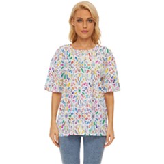 Flowery Floral Abstract Decorative Ornamental Oversized Basic Tee