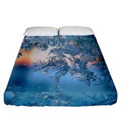 Frost Winter Morning Snow Season White Holiday Fitted Sheet (king Size) by artworkshop