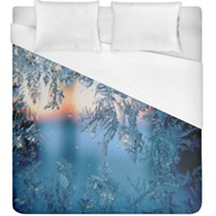 Frost Winter Morning Snow Season White Holiday Duvet Cover (King Size)