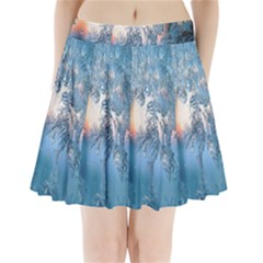 Frost Winter Morning Snow Season White Holiday Pleated Mini Skirt by artworkshop