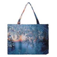 Frost Winter Morning Snow Season White Holiday Medium Tote Bag by artworkshop