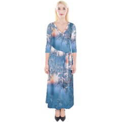 Frost Winter Morning Snow Season White Holiday Quarter Sleeve Wrap Maxi Dress by artworkshop