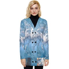 Frost Winter Morning Snow Season White Holiday Button Up Hooded Coat  by artworkshop