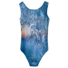 Frost Winter Morning Snow Season White Holiday Kids  Cut-out Back One Piece Swimsuit by artworkshop