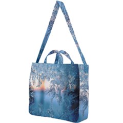 Frost Winter Morning Snow Season White Holiday Square Shoulder Tote Bag