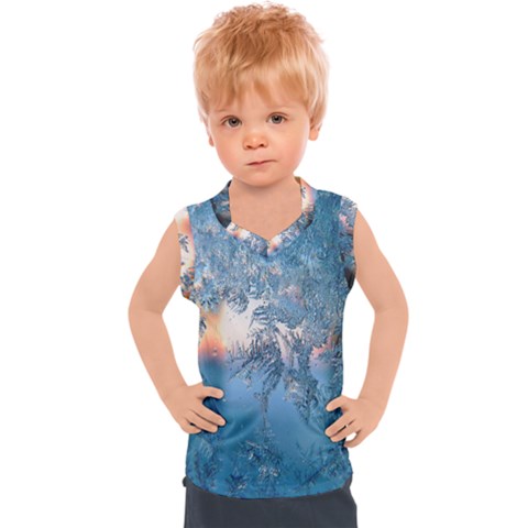 Frost Winter Morning Snow Season White Holiday Kids  Sport Tank Top by artworkshop