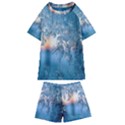 Frost Winter Morning Snow Season White Holiday Kids  Swim Tee and Shorts Set View1