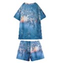 Frost Winter Morning Snow Season White Holiday Kids  Swim Tee and Shorts Set View2