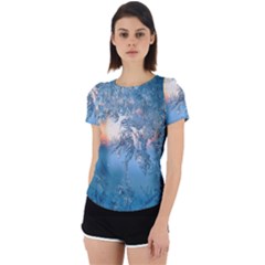 Frost Winter Morning Snow Season White Holiday Back Cut Out Sport Tee by artworkshop