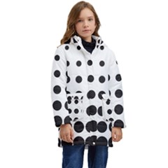 Halftone Pattern Dot Modern Retro Texture Circle Kid s Hooded Longline Puffer Jacket by artworkshop