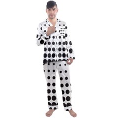 Halftone Pattern Dot Modern Retro Texture Circle Men s Long Sleeve Satin Pajamas Set by artworkshop