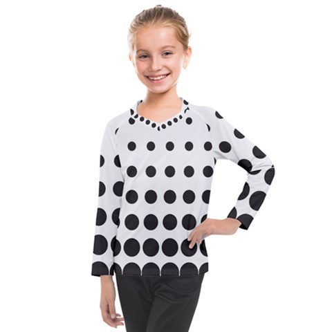 Halftone Pattern Dot Modern Retro Texture Circle Kids  Long Mesh Tee by artworkshop