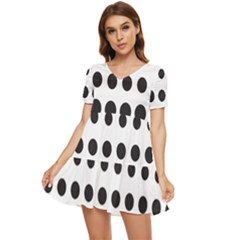 Halftone Pattern Dot Modern Retro Texture Circle Tiered Short Sleeve Babydoll Dress by artworkshop