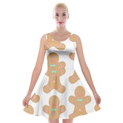 Happy Birthday Pattern Christmas Biscuits Pastries Velvet Skater Dress by artworkshop