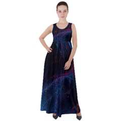 Abstract Painting Feathers Beautiful Empire Waist Velour Maxi Dress