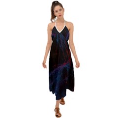 Abstract Painting Feathers Beautiful Halter Tie Back Dress 