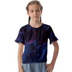 Abstract Painting Feathers Beautiful Kids  Cuff Sleeve Scrunch Bottom Tee
