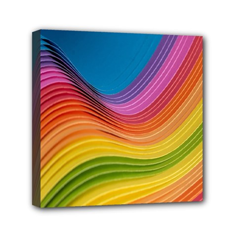  Rainbow Pattern Lines Mini Canvas 6  X 6  (stretched) by artworkshop