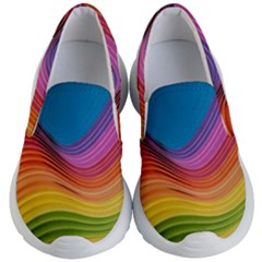  Rainbow Pattern Lines Kids Lightweight Slip Ons by artworkshop