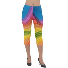  Rainbow Pattern Lines Lightweight Velour Capri Leggings  by artworkshop