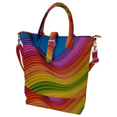  Rainbow Pattern Lines Buckle Top Tote Bag by artworkshop