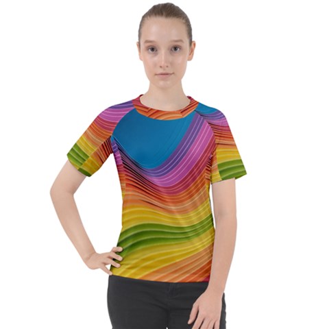  Rainbow Pattern Lines Women s Sport Raglan Tee by artworkshop