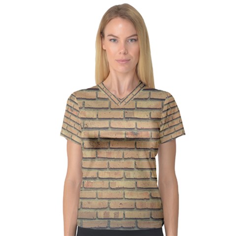 Bricks Wall Red  V-neck Sport Mesh Tee by artworkshop